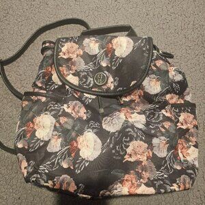 Nine West floral backpack with drawstring pull and 2 side pouches
